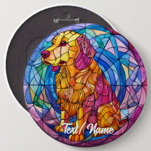 Bóton Redondo 15.24cm Pet Dog Labrador Stain Glass Design Pin