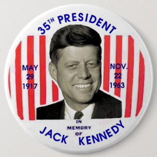 Bóton Redondo 15.24cm Pinback do memorial de Jack Kennedy