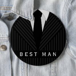 Bóton Redondo 15.24cm Pinstripe Suit Bachelor Party Best Man Round Pin