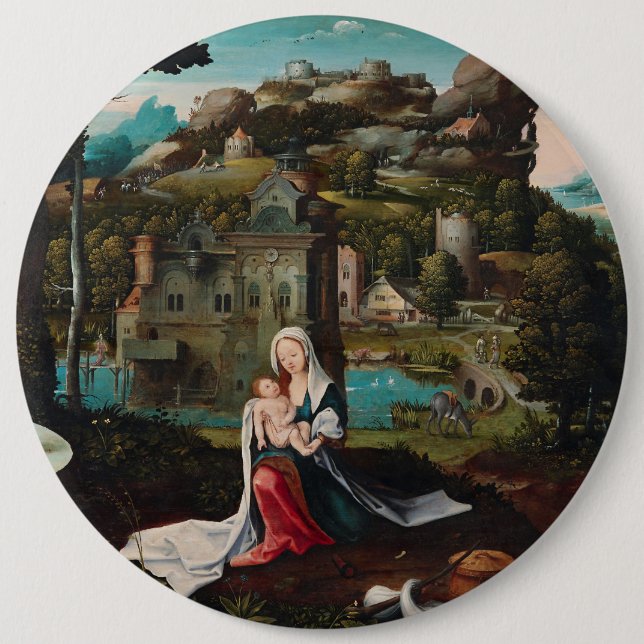 Bóton Redondo 15.24cm Pintura a óleo de madeira (Frente)