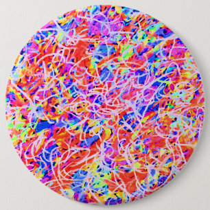 Bóton Redondo 15.24cm Pintura de linhas abstratas coloridas fofas