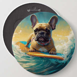 Bóton Redondo 15.24cm Pintura de surfe na praia do Buldogue francês