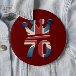 Bóton Redondo 15.24cm Platinum Jubilee Queen Elizabeth 70 anos Button