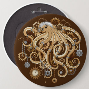 Bóton Redondo 15.24cm Polvo Steampunk Retro Fantasia Mecânica