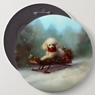 Bóton Redondo 15.24cm Poodle Natal neve inverno