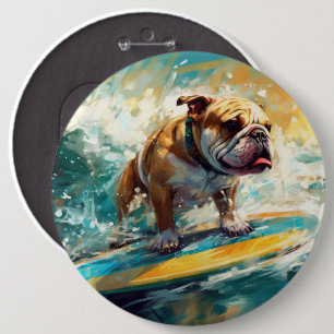 Bóton Redondo 15.24cm Praia de Bulldog Surfando Pintura