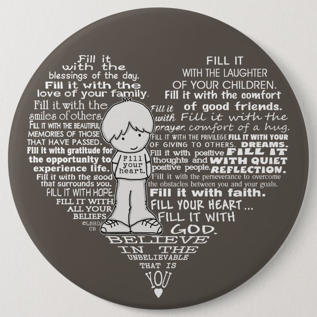 Bóton Redondo 15.24cm Preencha suas letras brancas/castanho escuro (Frente)