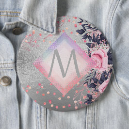 Bóton Redondo 15.24cm Presente no Marinho de prata do Monograma Rosegold