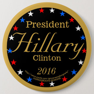 Bóton Redondo 15.24cm Presidente Hillary Clinton 2016