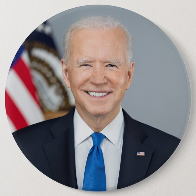 Bóton Redondo 15.24cm Presidente Joe Biden White House Retrato (Frente)