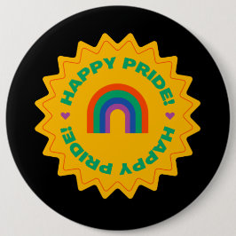 Bóton Redondo 15.24cm Pride. Happy pride. Gay love. rainbow color