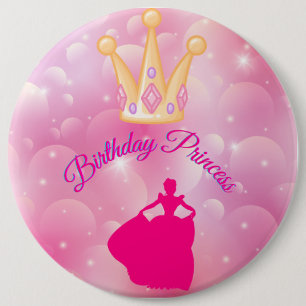 Bóton Redondo 15.24cm Princesa de aniversário
