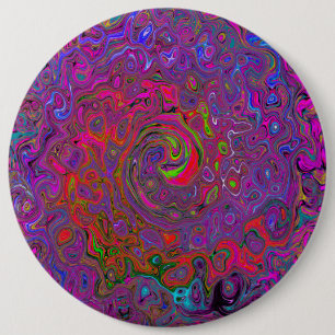 Bóton Redondo 15.24cm Psicodélica Groovy Magenta Retro Líquido