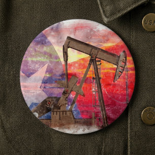 Bóton Redondo 15.24cm Pumpjack Texan ícone pastel desenho com Texas Flag