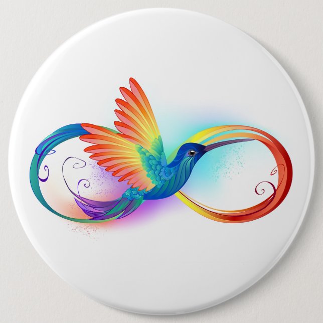 Bóton Redondo 15.24cm Rainbow Hummingbird with Infinity symbol (Frente)