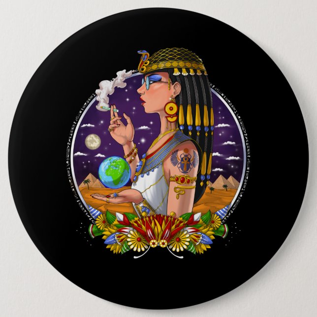 Bóton Redondo 15.24cm Rainha Egípcia Cleopatra (Frente)