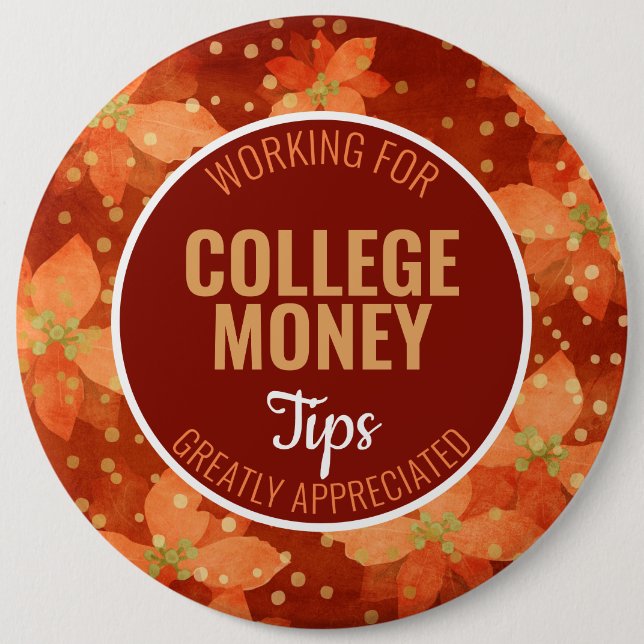 Bóton Redondo 15.24cm Red Poinsettia | Dicas Apreciadas | Dinheiro Colég (Frente)