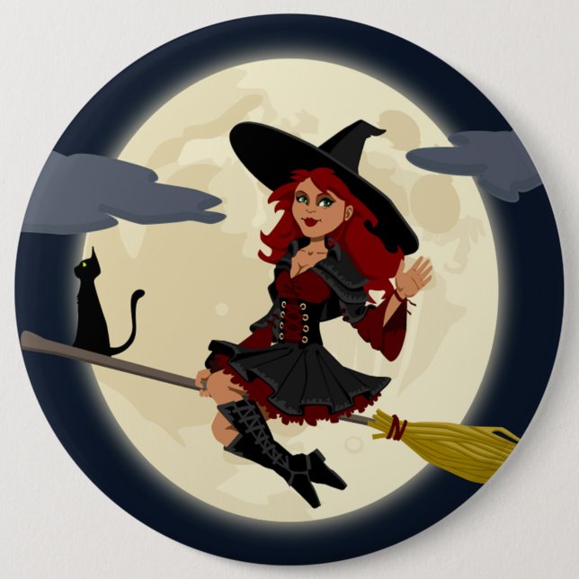 BÓTON REDONDO 15.24CM REDHEADED HALLOWEEN WITCH (Frente)