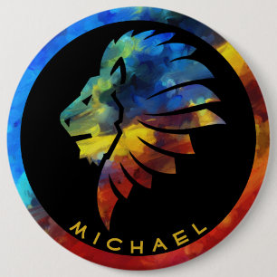 Bóton Redondo 15.24cm Rei da selva, nome de aquarela monograma