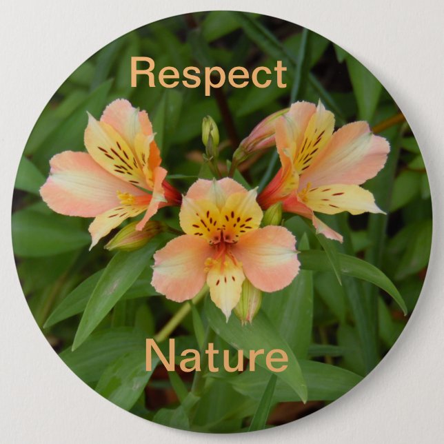 Bóton Redondo 15.24cm Respeite a Natureza: Botão Diário Lily (Frente)