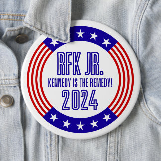 Bóton Redondo 15.24cm RFK Jr "Kennedy is the Remedy" Campanha 2024
