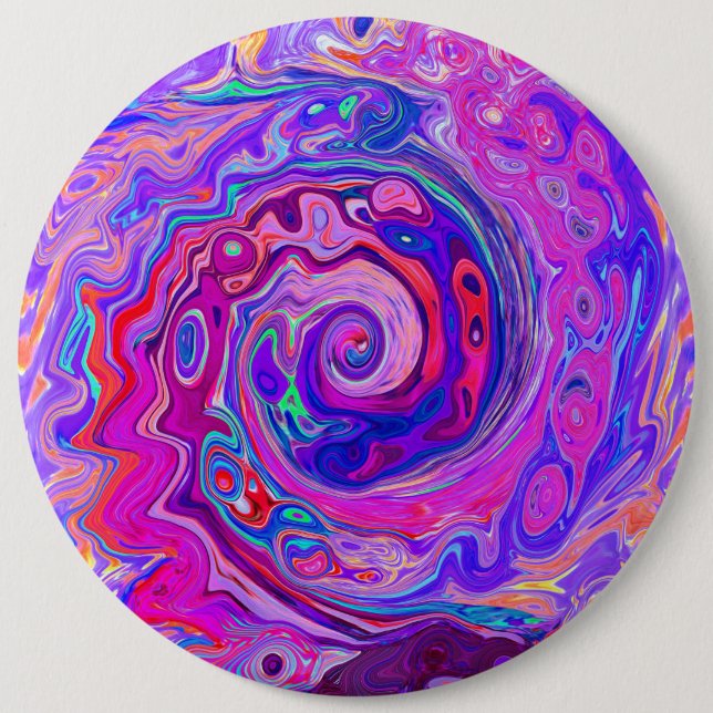 Bóton Redondo 15.24cm Rodovalho-roxo e Abstrato cor-de-laranja (Frente)