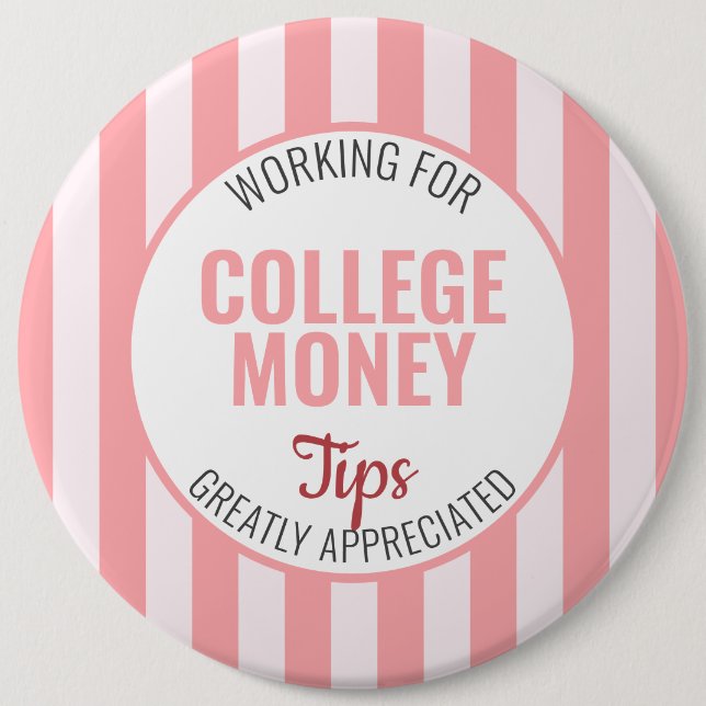 Bóton Redondo 15.24cm Rosa Riscado, Dicas Apreciadas, Dinheiro Colégio (Frente)