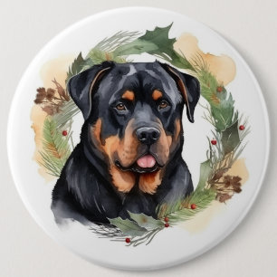 Bóton Redondo 15.24cm Rottweiler Rua de Natal Festivo