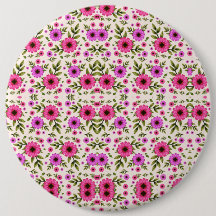 Round wall clock with a vibrant floral design