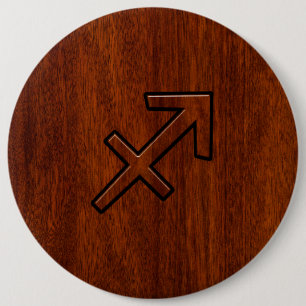 Bóton Redondo 15.24cm Sagitário Sinal de Zodíaco no Estilo de Mahogany