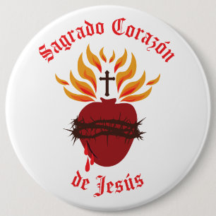 Bóton Redondo 15.24cm Sagrado Corazón de Jesús/Coração Sagrado de Jesus