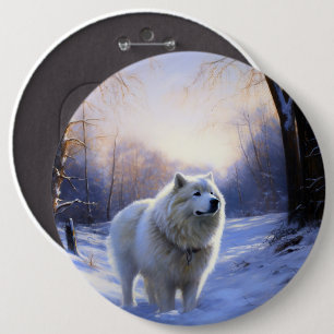 Bóton Redondo 15.24cm Samoyed Deixe Nevar Natal