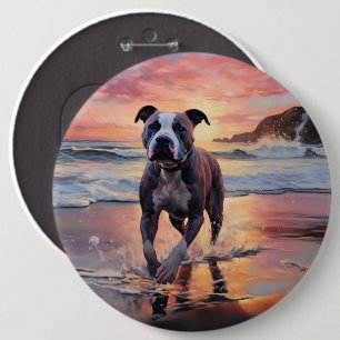Bóton Redondo 15.24cm Sandy American Staffordshire Dog em Beach Sunset