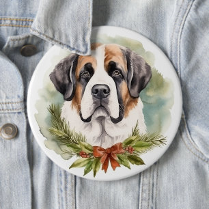 Bóton Redondo 15.24cm Santo Bernard Christmas Wreath Festivo Pup