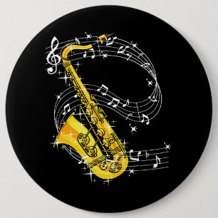 Bóton Redondo 15.24cm Saxofone Music Jazz Saxofone