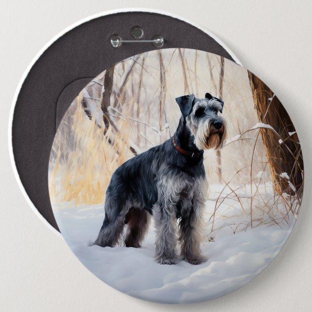 Bóton Redondo 15.24cm Schnauzer Deixar nevar o Natal (Frente & Verso)