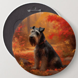 Bóton Redondo 15.24cm Schnauzer: Folhas de outono caem inspiração