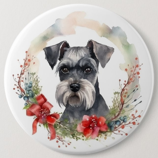 Bóton Redondo 15.24cm Schnauzer Wreath Festivo Pup (Frente)