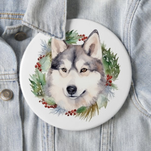 Bóton Redondo 15.24cm Siberian Husky Wreath Festiva Pup