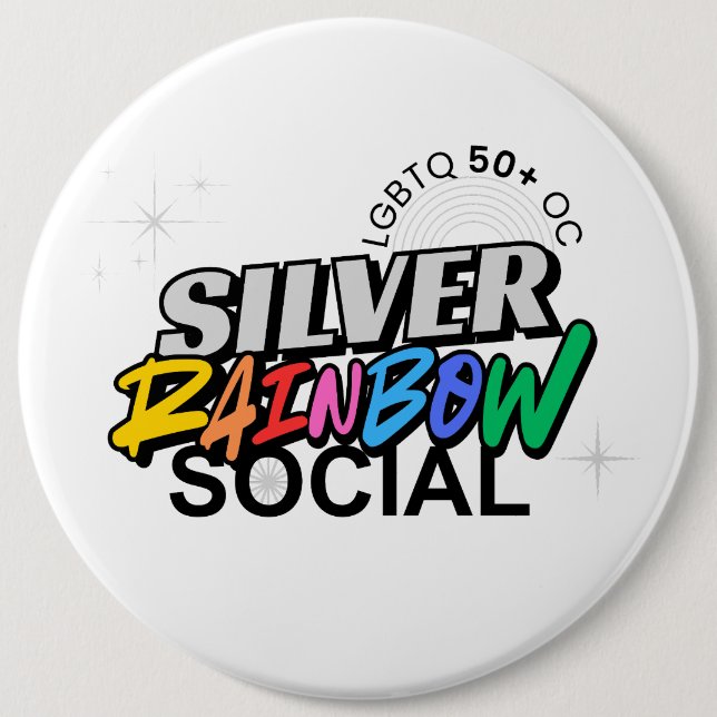 Bóton Redondo 15.24cm Silver Rainbow Social Button (Frente)