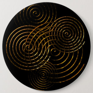 Bóton Redondo 15.24cm Símbolo espiral celta metálico dourado