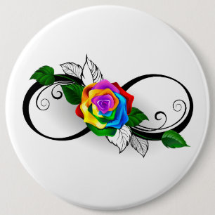 Bóton Redondo 15.24cm Símbolo infinito com Rosa do arco-íris