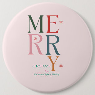 Bóton Redondo 15.24cm Simplesmente Natal Alegre Colorido Rosa