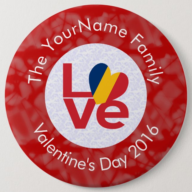 Bóton Redondo 15.24cm Sinalizador Chad Red LOVE Personalizado (Frente)
