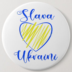 Bóton Redondo 15.24cm Slogan Slava Ucraniano Glória à Ucrânia