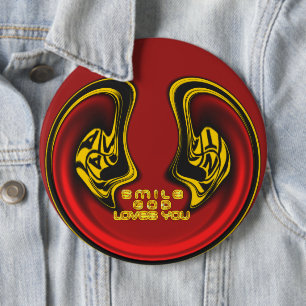 Bóton Redondo 15.24cm Smile God Loves You Beautiful Amazing Text Quote