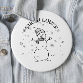 Bóton Redondo 15.24cm Snow Lover Cute Snowman Pin Button                