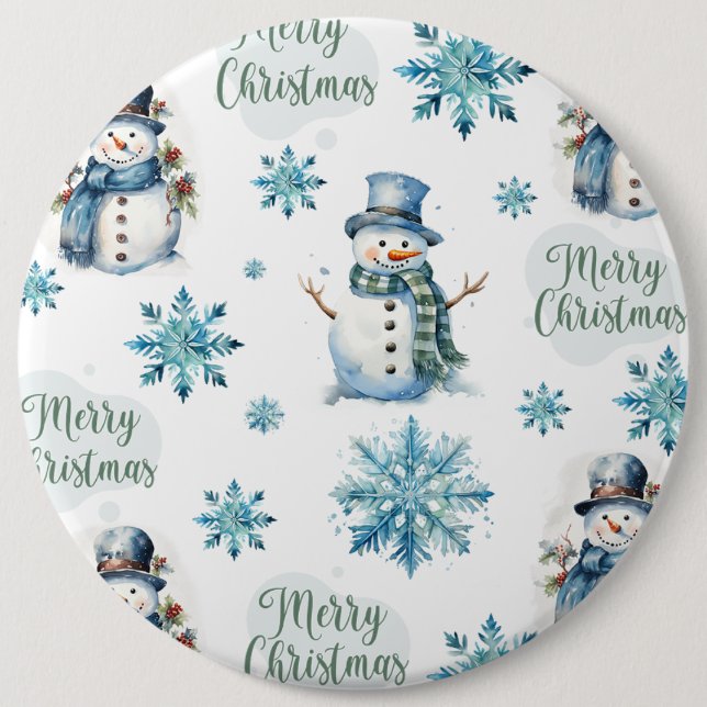 Bóton Redondo 15.24cm Snowman de Natal (Frente)