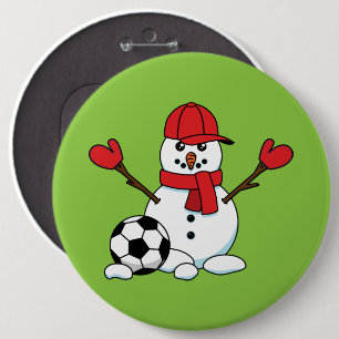 Bóton Redondo 15.24cm Snowman engraçado com bola de futebol