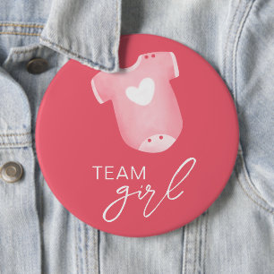 Bóton Redondo 15.24cm Team Girl Veste O Que O Bebê Será Rosa